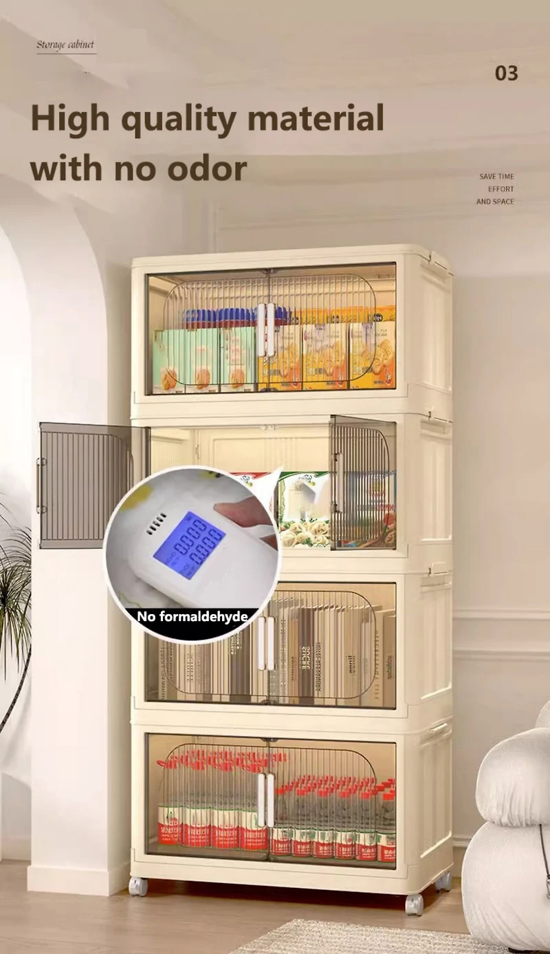 Streamdale Furniture 5-Tier Collapsible Storage Cabinet with Magnetic Door and Wheels