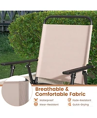 Gymax Outdoor Folding Bar Chair Set of 2 Patio Dining Chairs w/ Breathable Fabric