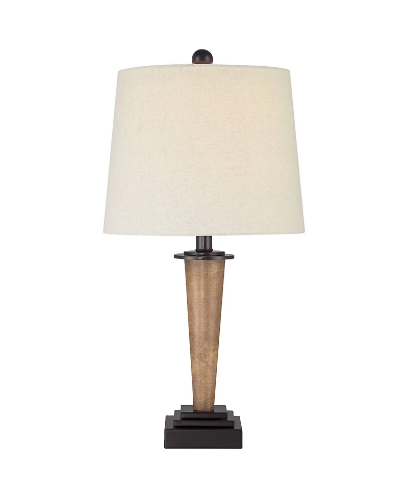 360 Lighting Fernbank 23 1/2" High Small Farmhouse Rustic Accent Table Lamps Set of 2 Usb Port Brown Bronze Finish Metal White Shade Living Room Charg