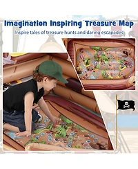Hongge Inflatable Pirate Ship Playhouse with Built-in Motor and Inflatable Toy Sword
