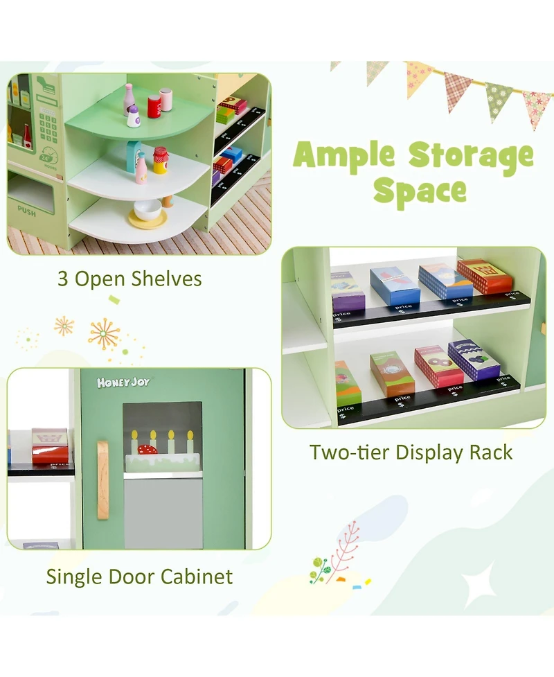 Hongge Kids Wooden Supermarket Play Toy Set with Checkout Counter