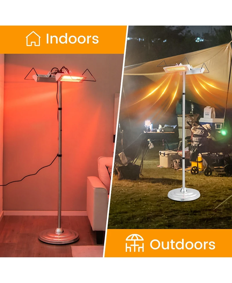 Gymax 1500W Standing Electric Heater w/ Double-sided Heating Infrared Patio Heater