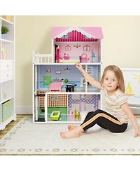 Hongge Wooden Dollhouse with Working Elevator and Rotatable Staircase