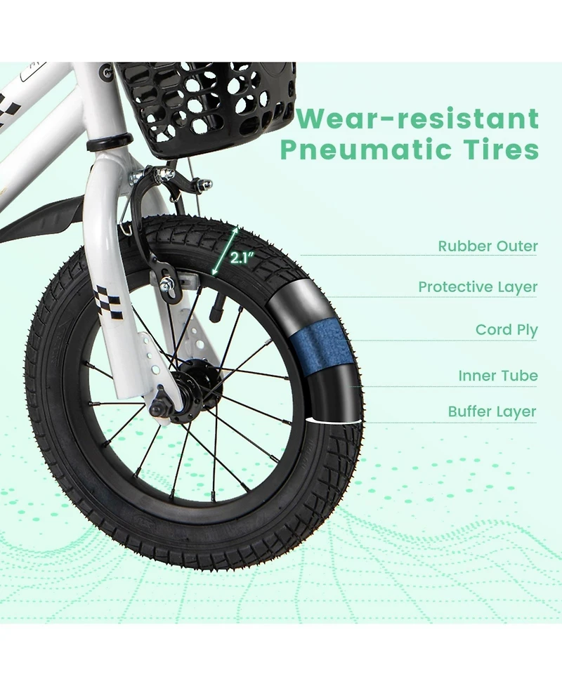 Hongge 12 Inch Kids Bike Children Bicycle with Training Wheels for 3-4 Years Old