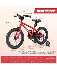 Hongge 16-Inch Kids' Bike with Handbrake, Coaster Brake, and Bell for Ages 4-7