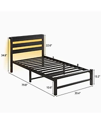 Streamdale Furniture Heavy-Duty Platform Bed Frame with Headboard & Led