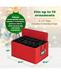 Florida Brands Under bed Christmas Ornament Storage Box with Dividers and 3 Trays - Fits up to 72- 3" Ornaments
