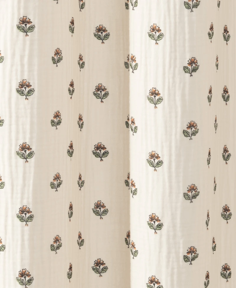 Peri Home Block Print Gauze Cotton Shower Curtain, 72" x 72"