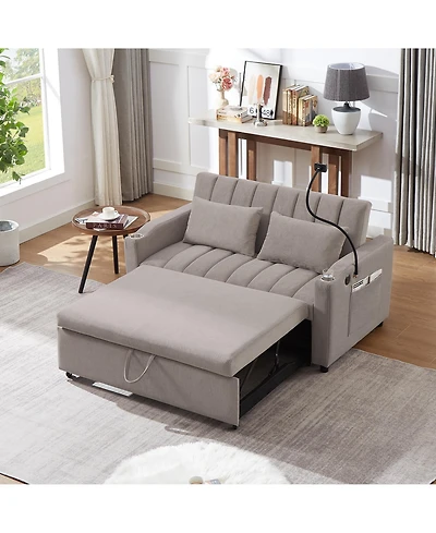 Streamdale Convertible Sofa Bed Loveseat with Usb Ports, Storage, and Phone Holder