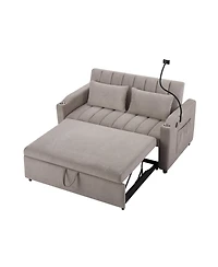 Streamdale Convertible Sofa Bed Loveseat with Usb Ports, Storage, and Phone Holder