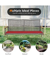Sugift 2-Person Patio Wicker Hanging Swing Chair