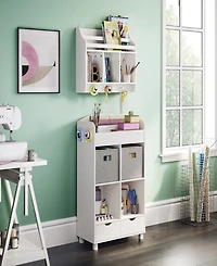 RiverRidge Home Book Nook Collection Kids Wall Shelf with Cubbies and Bookrack
