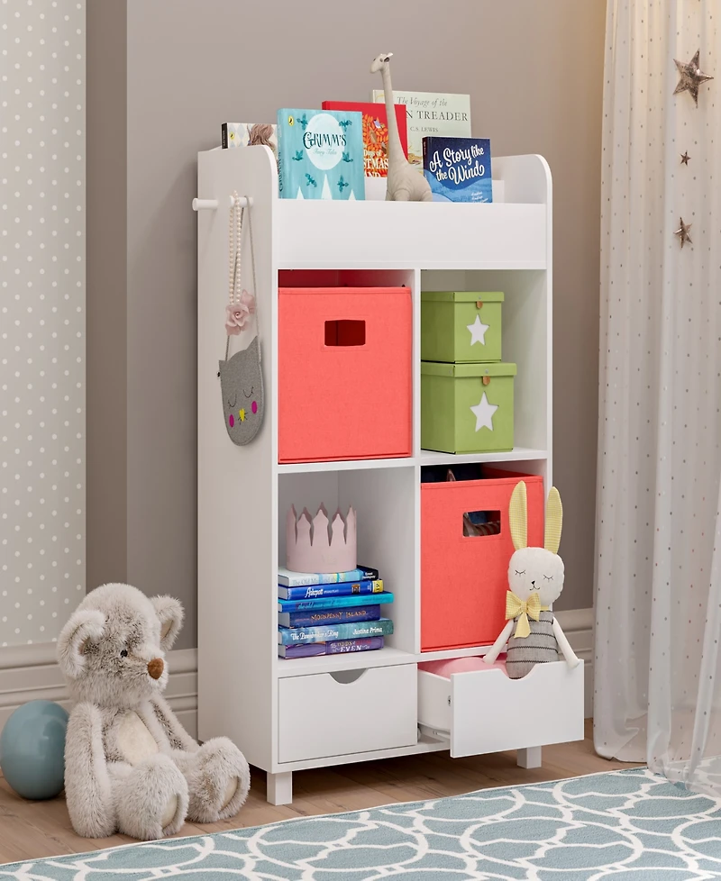 RiverRidge Home Book Nook Collection Kids Cubby Storage Cabinet with Bookrack