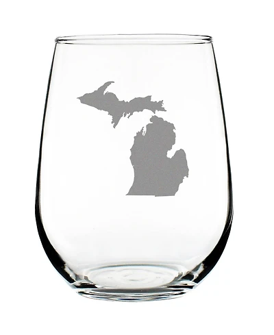 Bevvee Michigan State Map Stemless Wine Glass