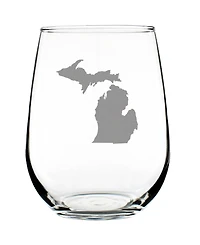 Bevvee Michigan State Map Stemless Wine Glass