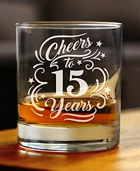 Bevvee Cheers to 15 Years Whiskey Rocks Glass