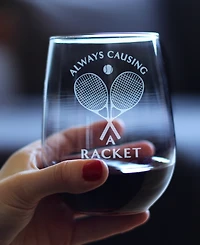 Bevvee Causing a Racket Stemless Wine Glass