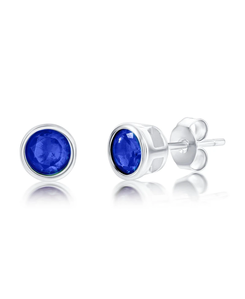 Simona Sterling Silver 6mm Bezel-Set Cz Stud Earrings