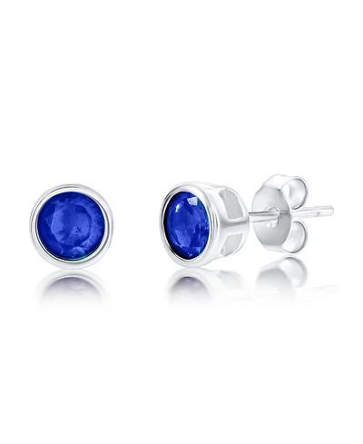 Simona Sterling Silver 6mm Bezel-Set Cz Stud Earrings