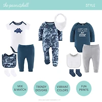 The Peanutshell Baby Boys Layette Gift Set Boys, Blue Camo, 23 Essential Pieces,