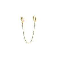 Solid Double Chain Huggie Earring 14K