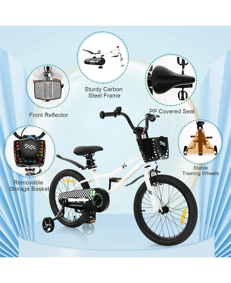 Hongge 18 Inch Kids Bike with Kickstand and Coaster Brake for 4-8 Years Old
