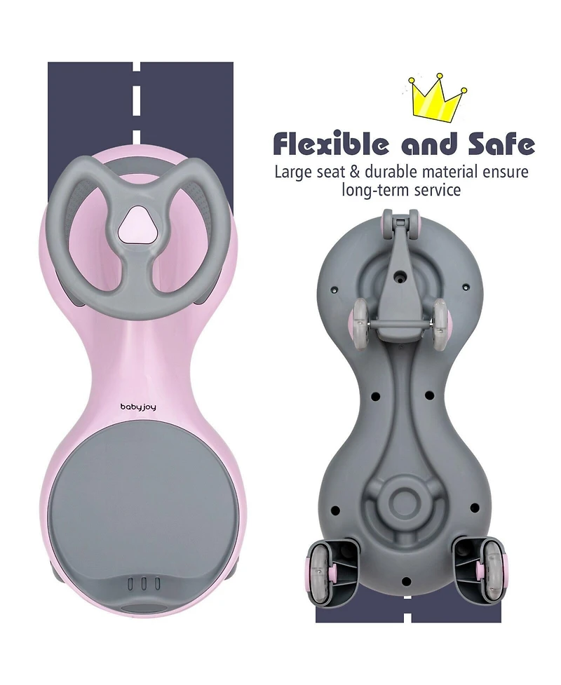 Hongge Wiggle Car Ride-on Toy with Flashing Wheels-Pink