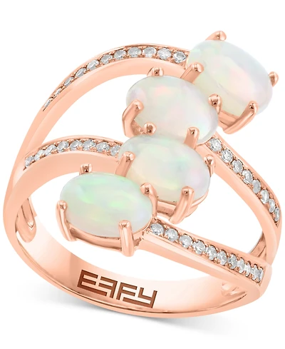 Effy Ethiopian Opal (1-3/4 ct. t.w.) & Diamond (1/5 ct. t.w.) Split Statement Ring in 14k Rose Gold