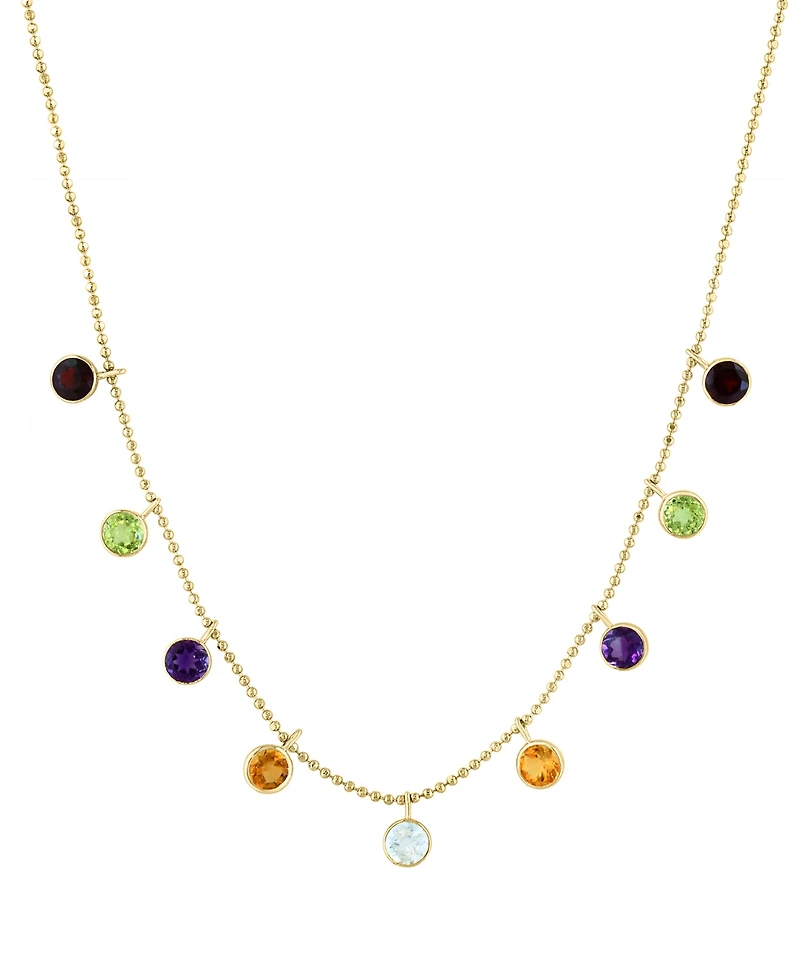 Effy Multi-Gemstone (2-1/3 ct. t.w.) Charm Statement Necklace in 14k Yellow Gold, 18" + 1" extender