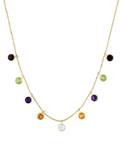 Effy Multi-Gemstone (2-1/3 ct. t.w.) Charm Statement Necklace in 14k Yellow Gold, 18" + 1" extender