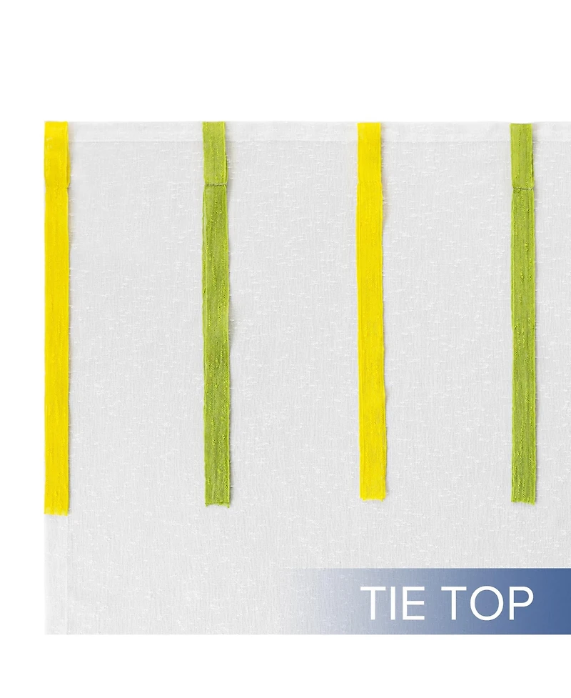 Awesome Home Tabitha Ribbon multi color Tie Top Curtains Pair, 52"×96"