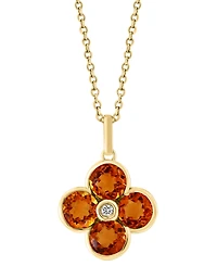 Effy London Blue Topaz (2-1/3 ct. t.w.) & Diamond Accent Flower 18" Pendant Necklace in 14k Yellow Gold (Also in Citrine)