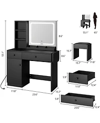 gaomon Vanity Desk with Led Lighted Mirror & Power Outlet
