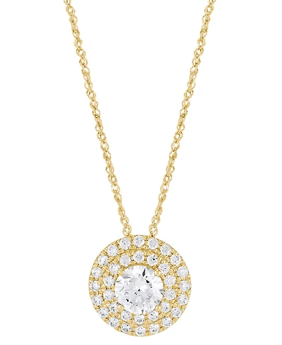 Grown With Love Lab Grown Diamond Double Halo Pendant Necklace (1-1/2 ct. t.w.) in 14k White or Yellow Gold, 16" + 2" extender