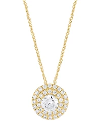 Grown With Love Lab Grown Diamond Double Halo Pendant Necklace (1-1/2 ct. t.w.) in 14k White or Yellow Gold, 16" + 2" extender