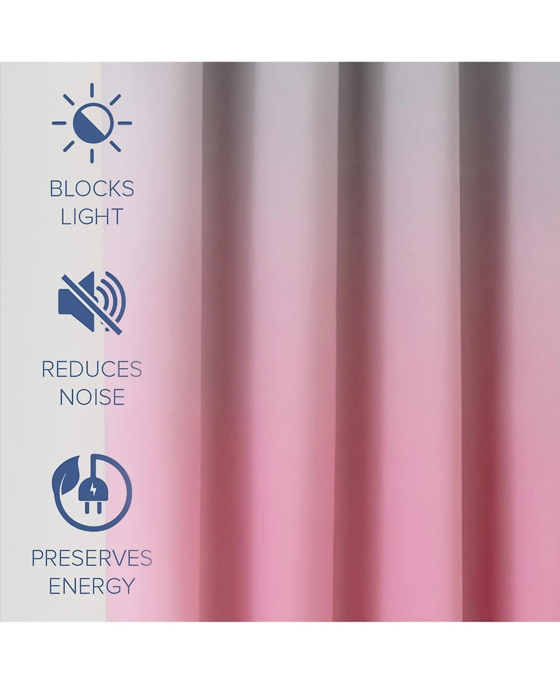 Blackout Grommet Taylor Ombre Curtains Pair, Blue, 52"×96"