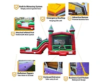 JumpOrange Midnight Commercial Grade Bounce House Water Slide Combo with Pool for Kids and Adults (with Blower), Basketball Hoop, Wet Dry Use, Outdoor