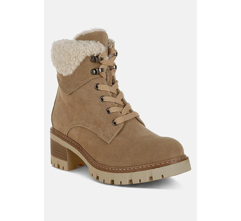 Madoka Fur Collar Chunky Ankle Boots Women
