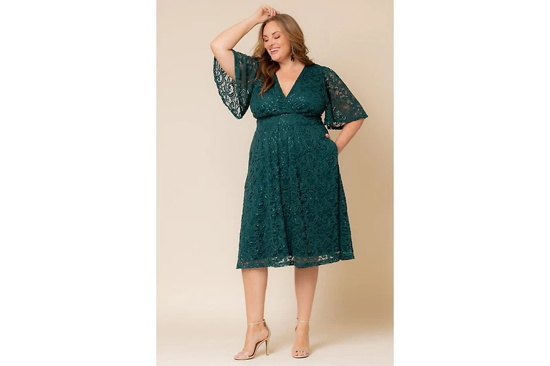 Kiyonna Plus Starry Sequin Lace Cocktail Dress