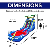 HeroKiddo 15 Ocean Shark Commercial Grade Water Slide with Splash Pool for Kids and Adults (with Blower), Wet Dry Combo, Big Inflatable, Outdoor Indoo