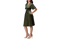 Kiyonna Women's Angelic Velvet Midi Cocktail Dress with Pockets