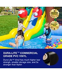 HeroKiddo Caterpillar Water Slide Bounce House Inflatable with Splash Pool for Kids and Toddlers (with Blower), Basketball Hoop, Backyard Water Park,