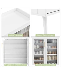 gaomon Shoe Cabinet with Glass Doors, 5-Tier Entryway Shoe Organizer Storage Rack with Large Capacity and Adjustable Shelves for Hallway, Living Room,