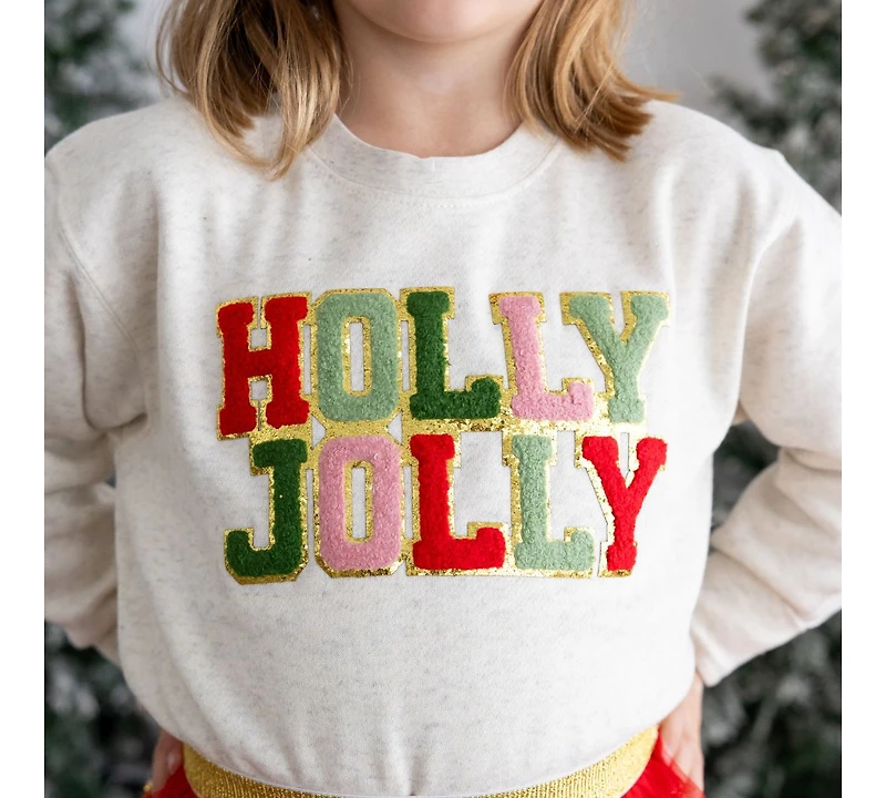 Sweet Wink Toddler Girls Holly Jolly Patch Christmas Sweatshirt