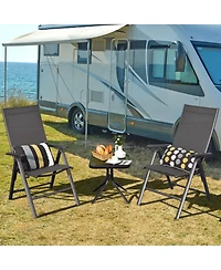 Sugift 2 Pieces Patio Folding Dining Chairs Aluminium Adjustable Back