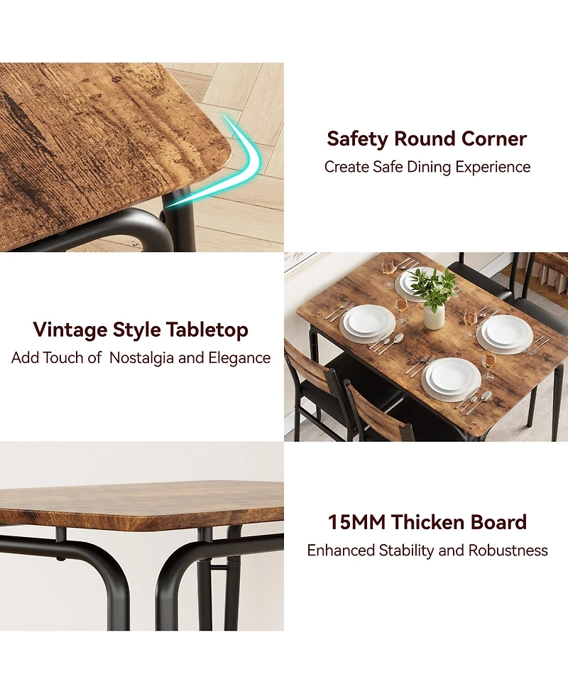 Dining Table for 4, Small Table and Chairs Set of 5, Dinette Set for 4, 5 Piece Kitchen & Dining Room Sets