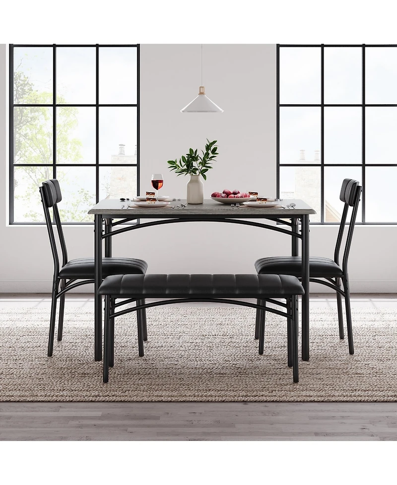 gaomon Dining Table Set for 4, Kitchen Table and Chairs for 4, Rectangular Kitchen Table Set , Dining Room Table Set,Grey