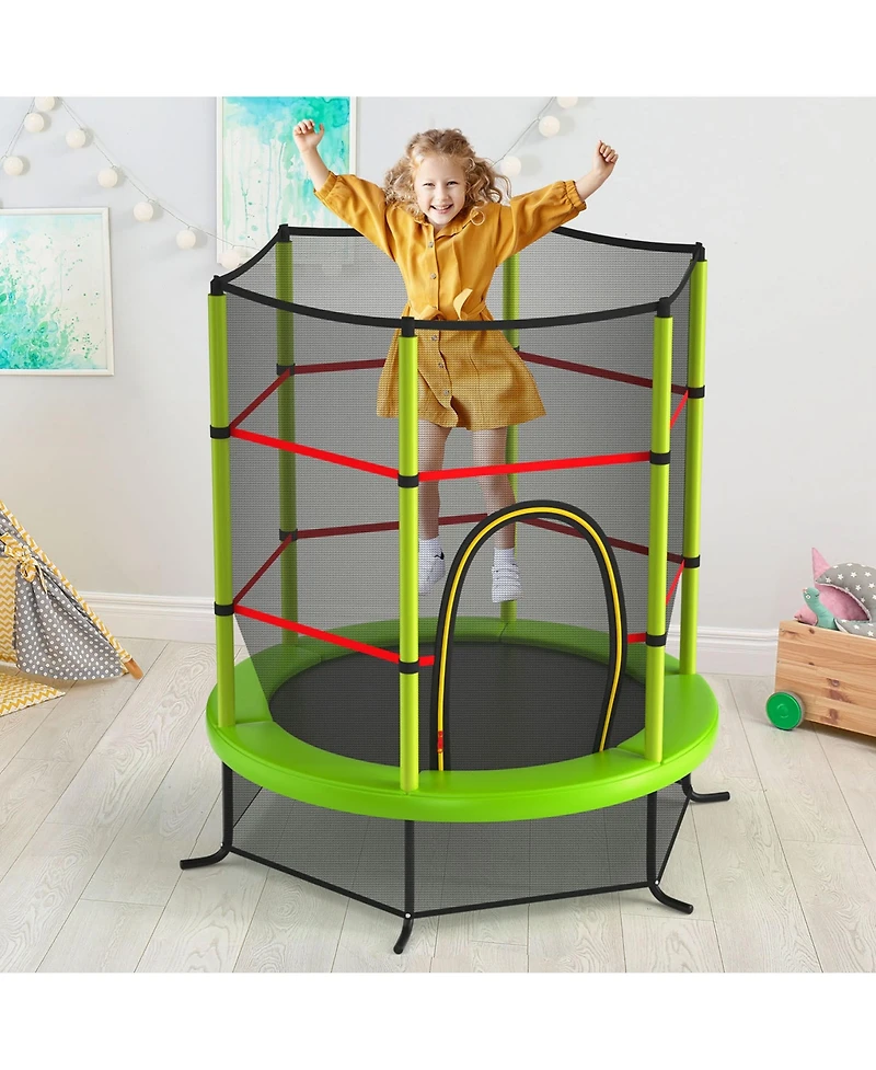 Gymax 55'' Recreational Trampoline for Kids Toddler w/ Enclosure Net