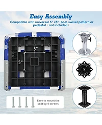 Givimo High Back Folding Boat Seats with Blue White Sponge Cushion and Flexible Hinges
