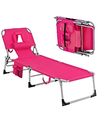 Inolait Folding Beach Lounge Chair with Pillow for Outdoor